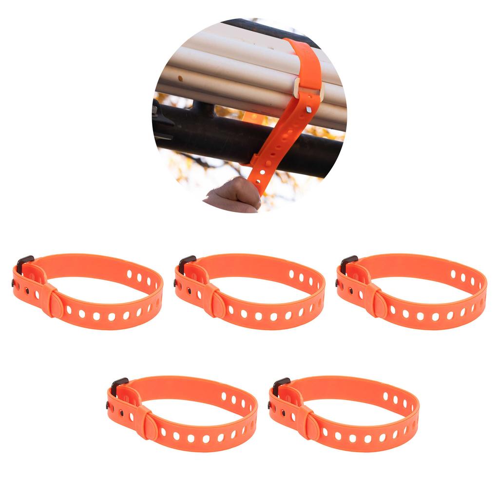 5 Stück Wiederverwendbarer Kabelbinder Gummi Kabelband Befestigungselement Drahtorganisator Eisenschnalle Orange