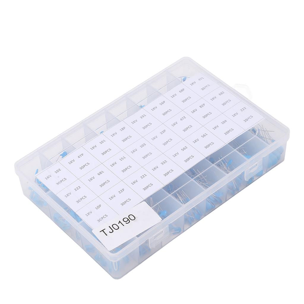 700Pcs Ceramic Capacitor 1KV High Voltage 24 Values Assortment Kit Set for Radio TV