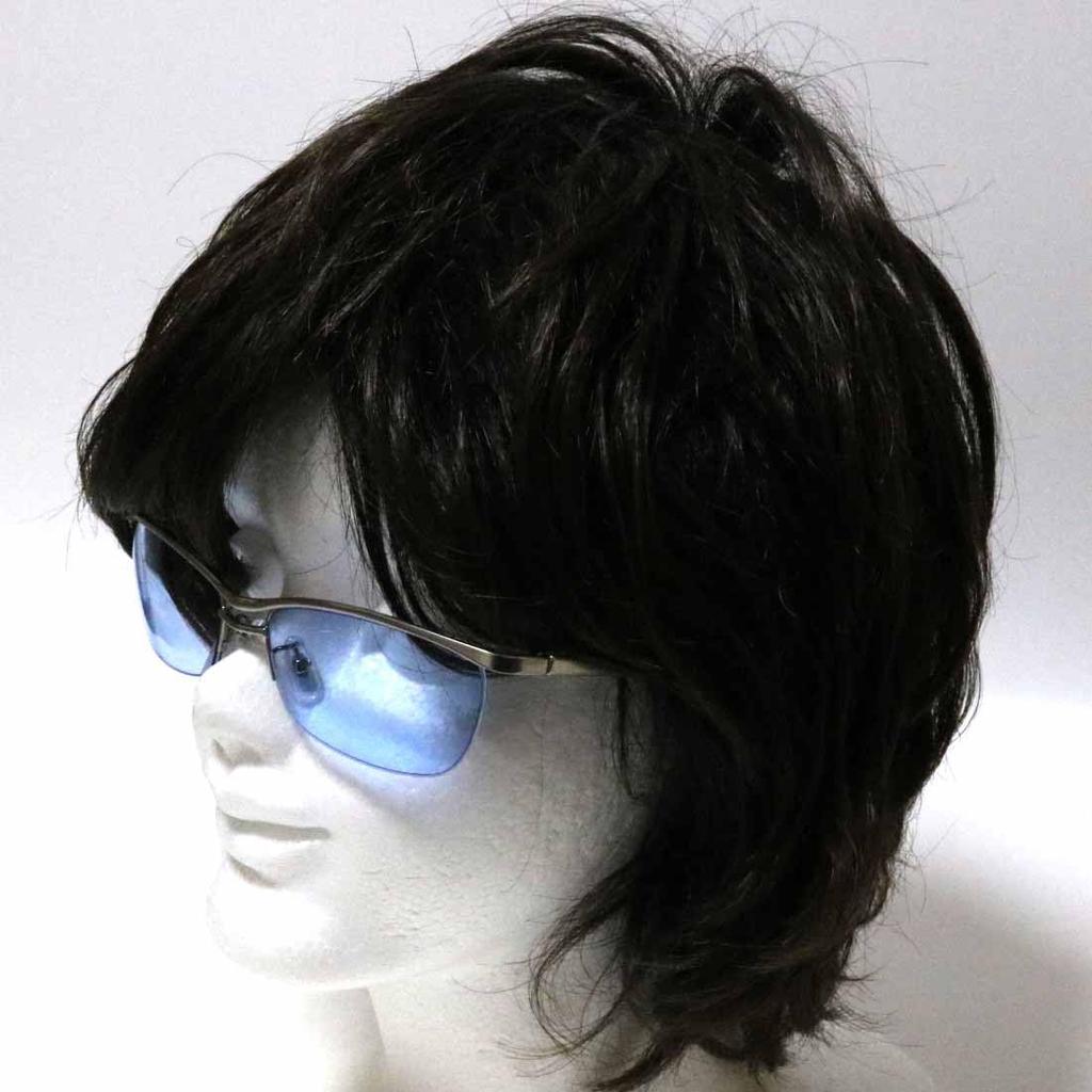Silver Matte x Light Blue Fashion Square Tough Guy Rimless Slightly Bad Boy Large Metal Thin Glasses, Shape, Style, Half-Rim, Sunglasses, Men's