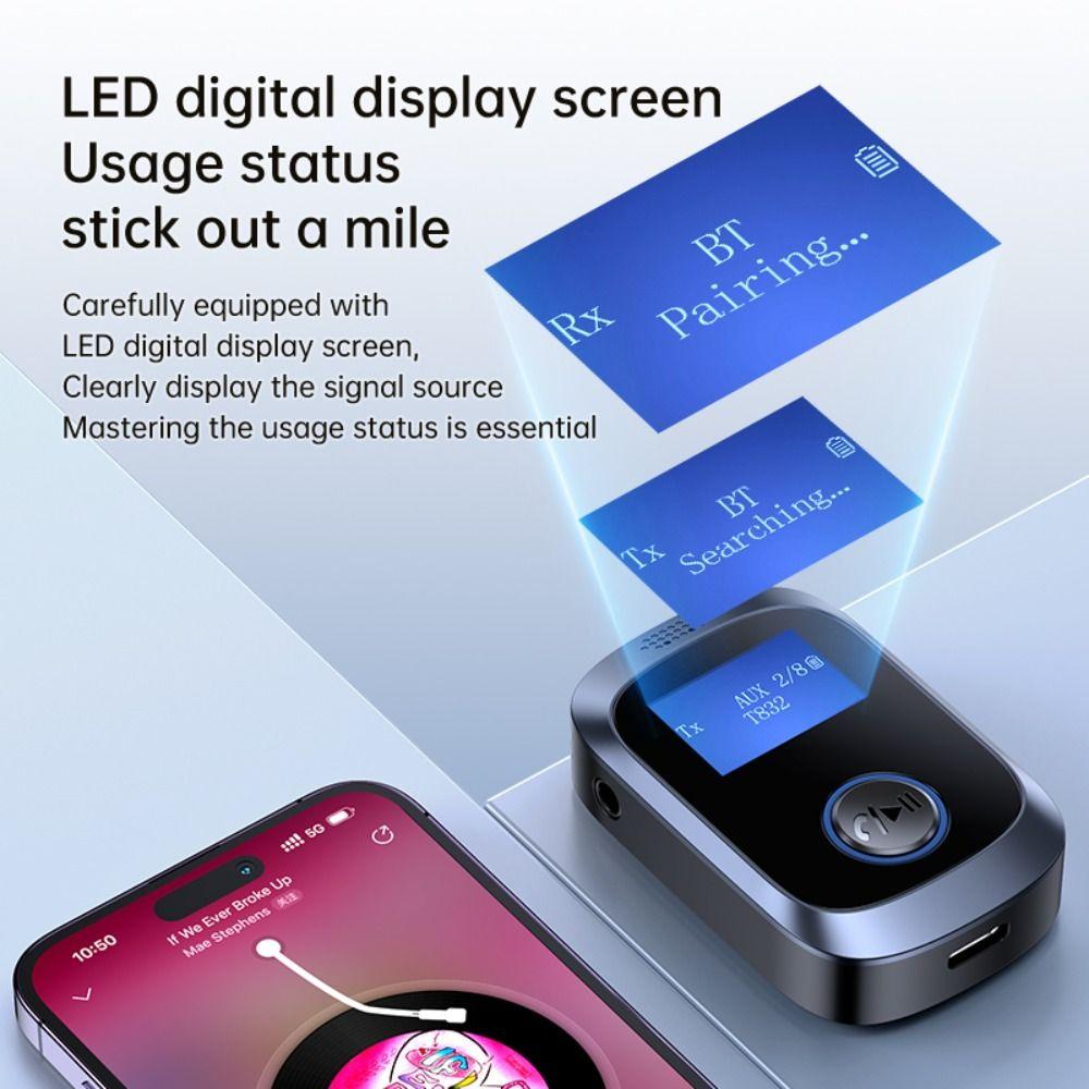 LED Digital Display Bluetooth 5.4 Receiver Transmitter 2 in 1 Wireless Adapter NEW Audio Adapter
