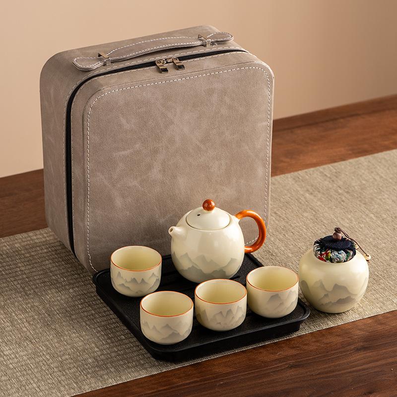 Ru kiln Kung Fu tea set, household new open-piece teapot, tea tray, office, high-end tea making and drinking tea set