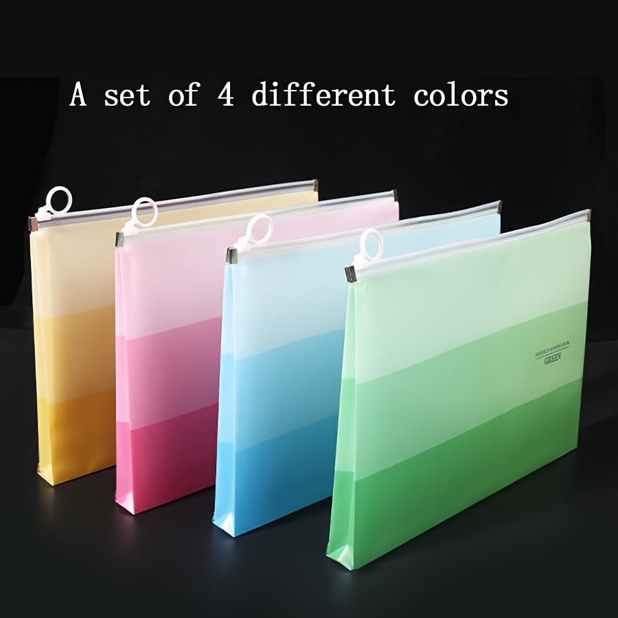 

4pcs A4 Multifunctional Waterproof File Bags with Zipper Closure, Suitable for Exams, Data Storage, Home School Office Use