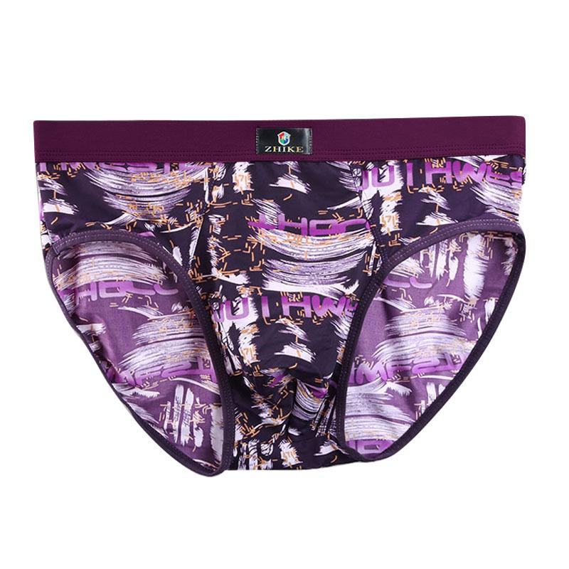 Ice Silk Men's Triangle Underwear Summer Breathable Summer Sexy Mid Waist Print Underwear