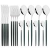 16Pcs Dinnerware Knife Fork Coffee Spoon Cutlery Set  Flatware Stainless Mint Green Gold Steel Silverware Tableware Set