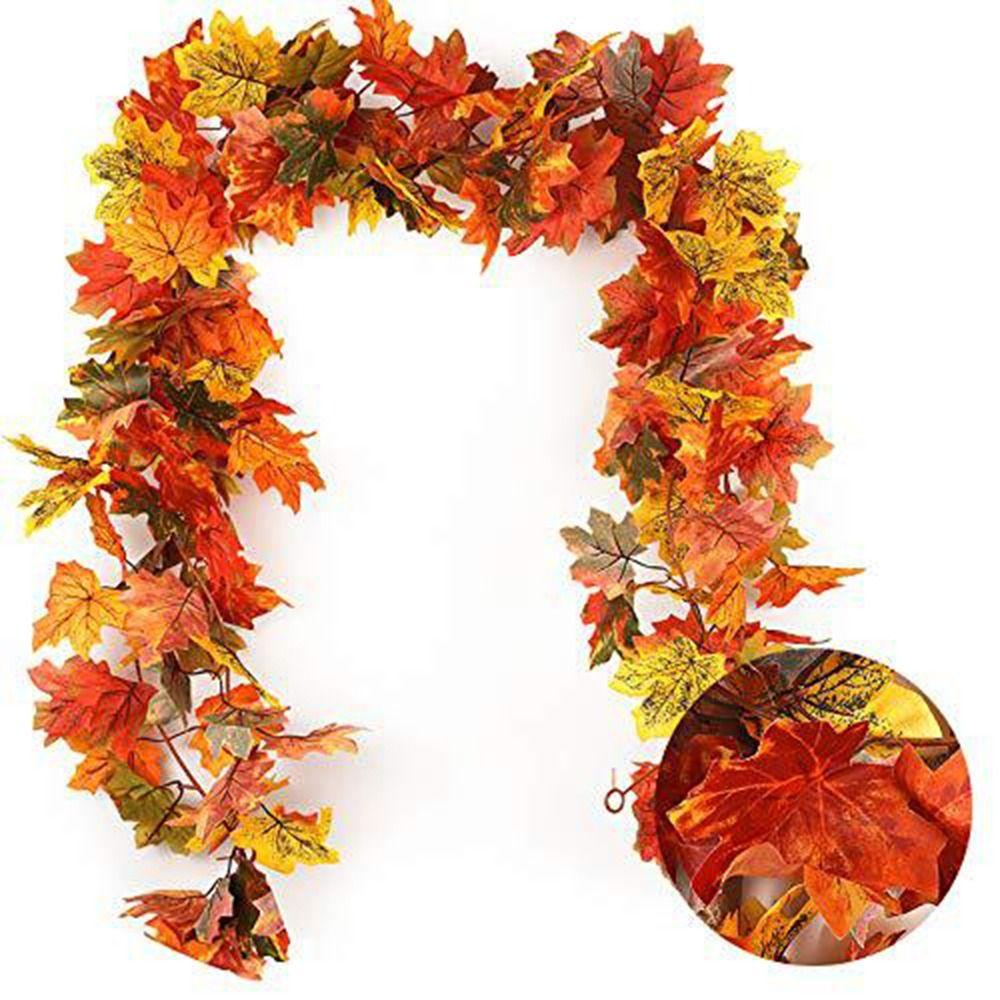 Colorful Autumn Leaf Garland Flexible Fall Leaf Vine Gifts Faux Maple Vine Halloween Party Decor