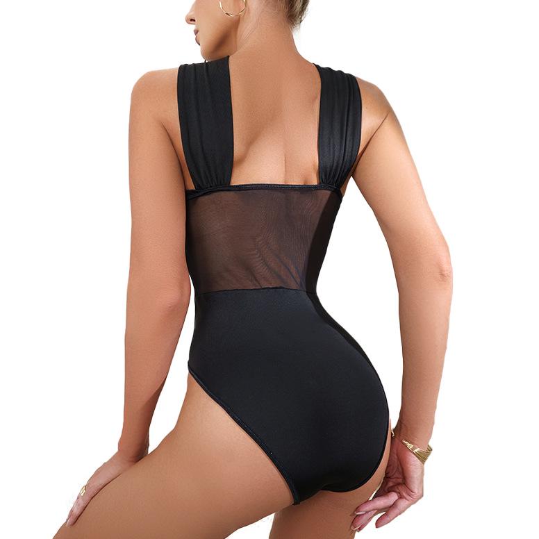 Cross-border Mesh Cutout Halterneck Underwire Bodysuit - See-through Tight-fitting Shaper