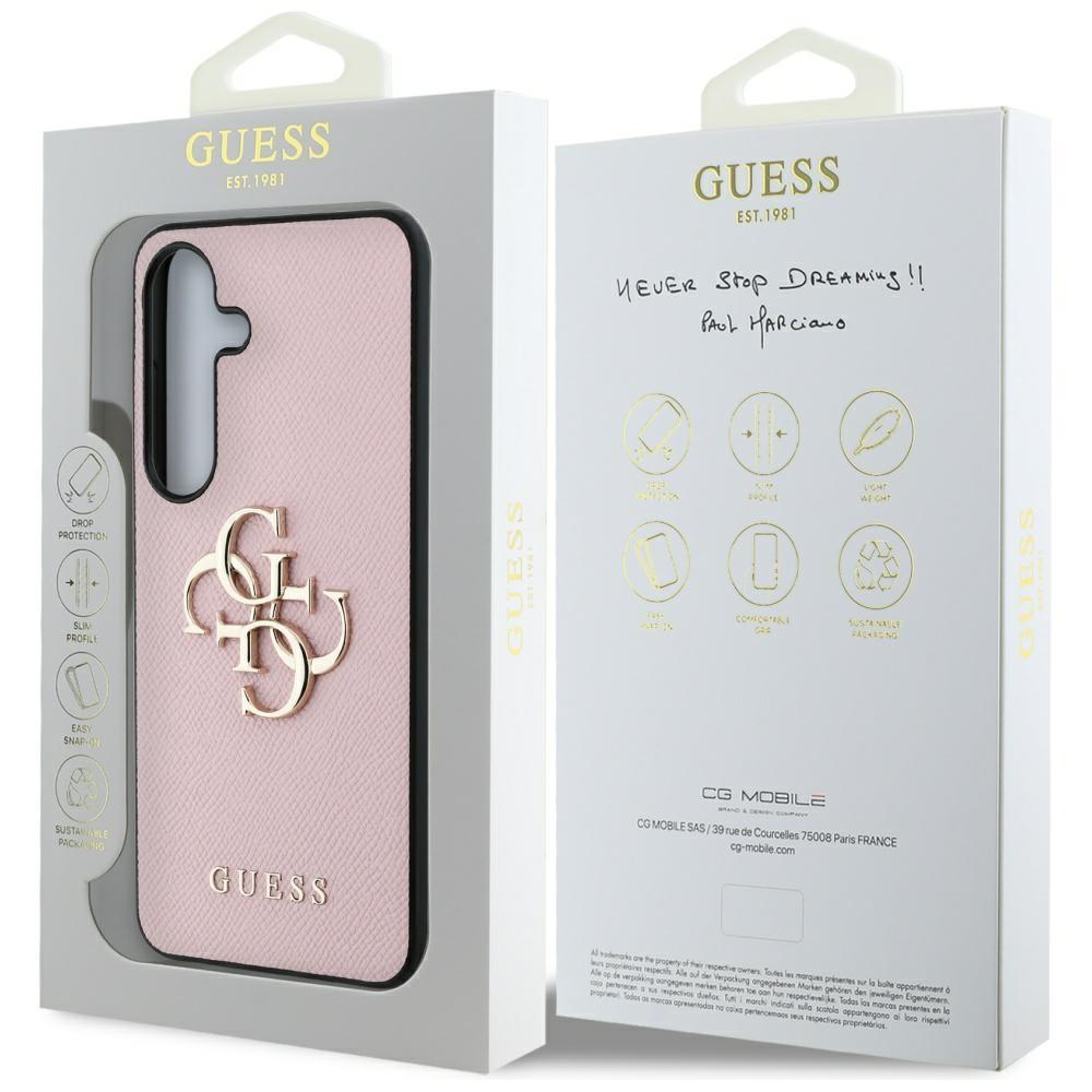 Hülle Guess Grained Big 4G Logo Small Classic Logo Für Samsung Galaxy S25+ Rosa