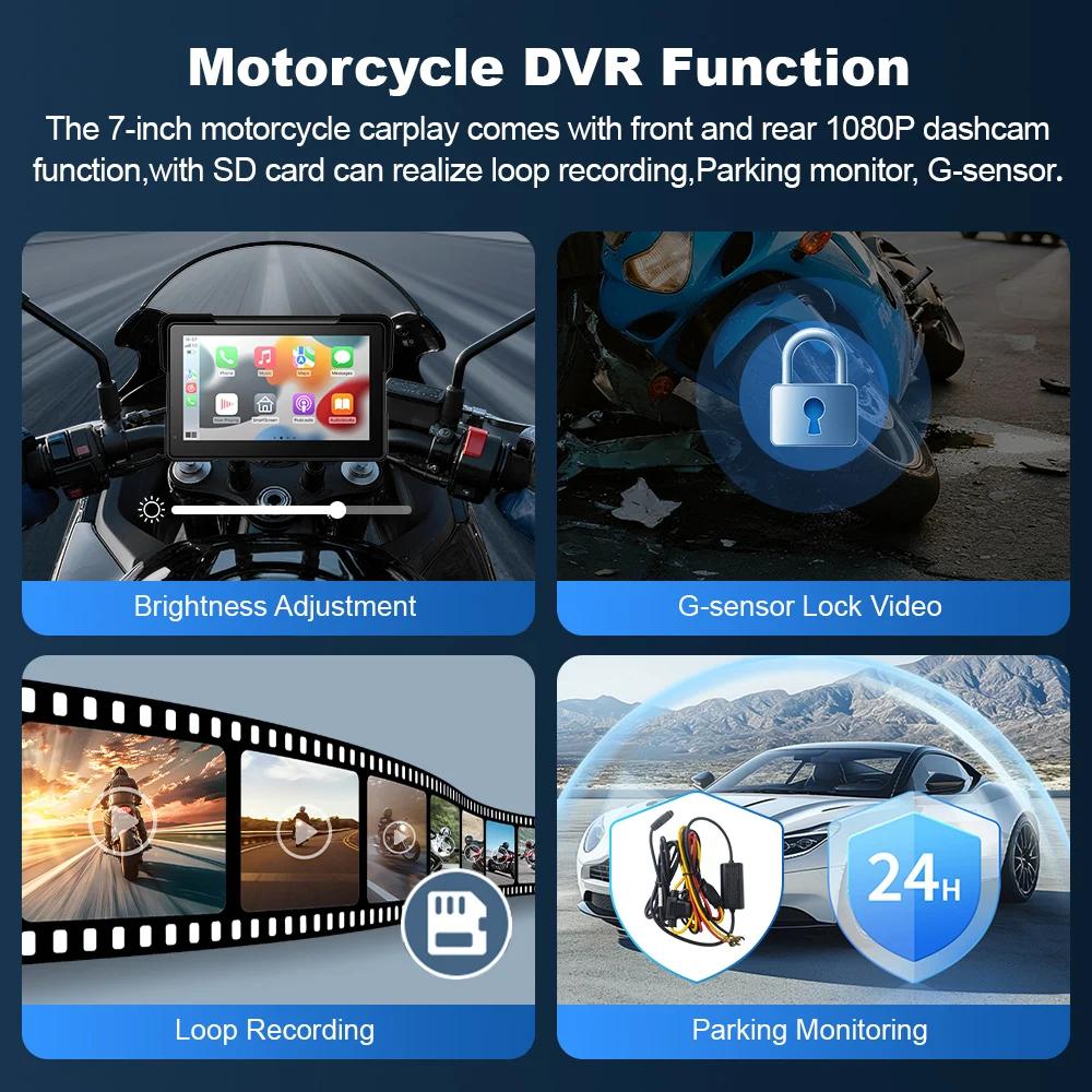 7" Motorcycle w/ Carplay Android Screen Dual Bluetooth Portable GPS Navigation