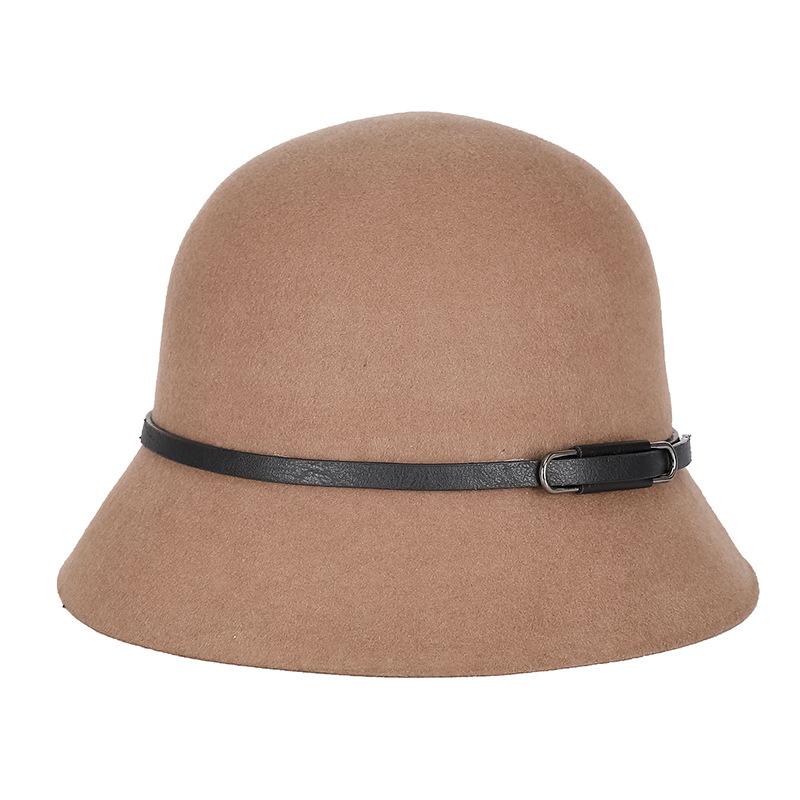 

Real 100% Wool Wool Bucket Hat with Belt Women Fashion Autumn Winter Thick Warm Firsherman Hats Versatile Cap