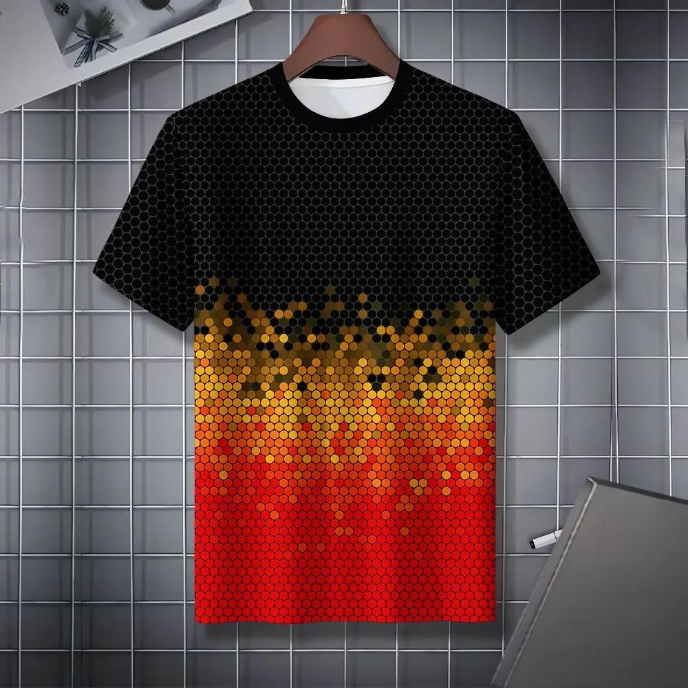 Summer Fashion Men's Abstract Geometry 3D Printed T-shirt Comfortable Soft Breathable Loose Large Casual Sports Versatile Short Sleeve T-shirt