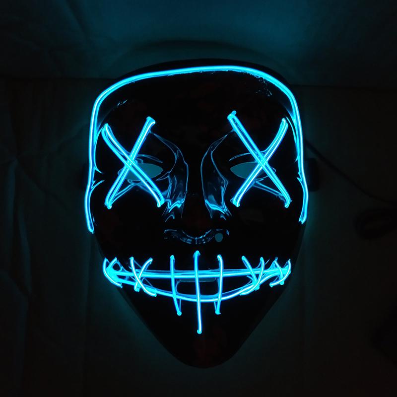 

Светодиодная светящаяся маска El Wire Light Up The Purge Movie Костюм Light Party синий