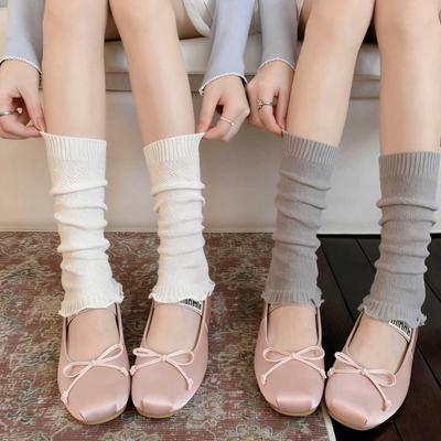 Sock Pile Pile Socks - Spring and Summer Pure Color Embroidered Leg Socks - Versatile and Slimming - Perfect for Children's Long Socks and Leggings