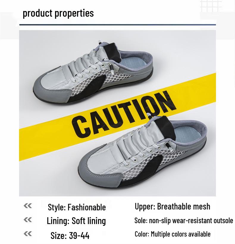 Heren Plus Size Mesh Instap Half-Slippers, Ademende Luie Schoenen, Zomer 2025