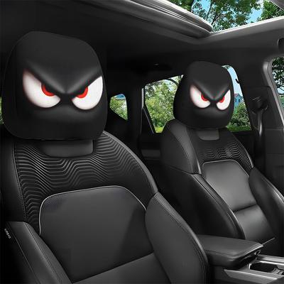 2 Stück Angry Eye Print Auto Kopfstützenbezüge Elastisch Ungefüllt Langlebig Bequem Auto Sitz Kopfstützen Schutz Auto Innenraum Dekoration
