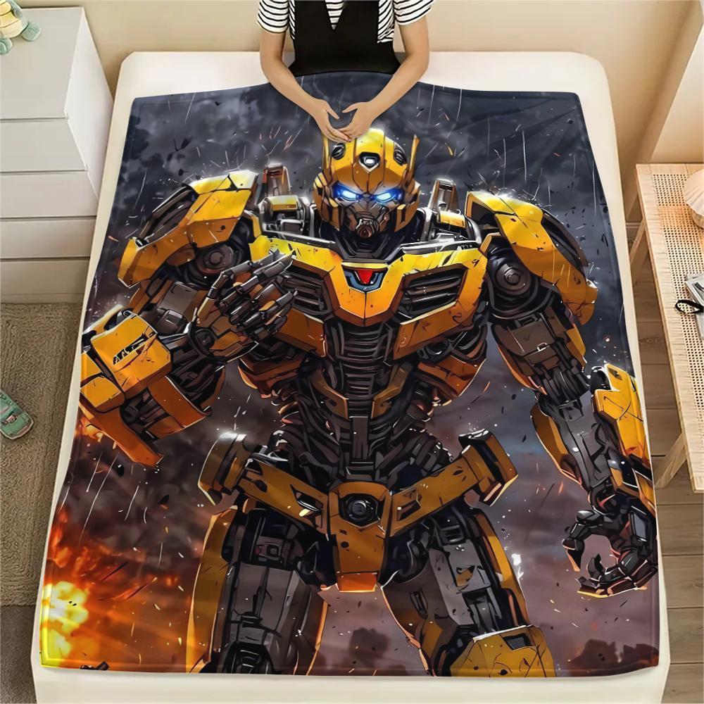 1Pc Transformer Robot Print Flannel Blanket, High Quality Comfortable for All Seasons, Home Decor, Warmth and Comfort, Perfect for Christmas Gifts