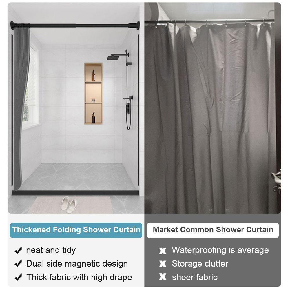 Toilet Non-porous Corner Magnetic Folding Invisible Shower Curtain Waterproof and Mildew-proof Thickened Shower Partition Screen