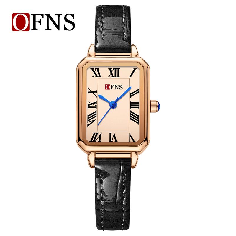OFNS Women's Retro Roman Numeral Quartz Watch - Square Waterproof Wristwatch for Female Students