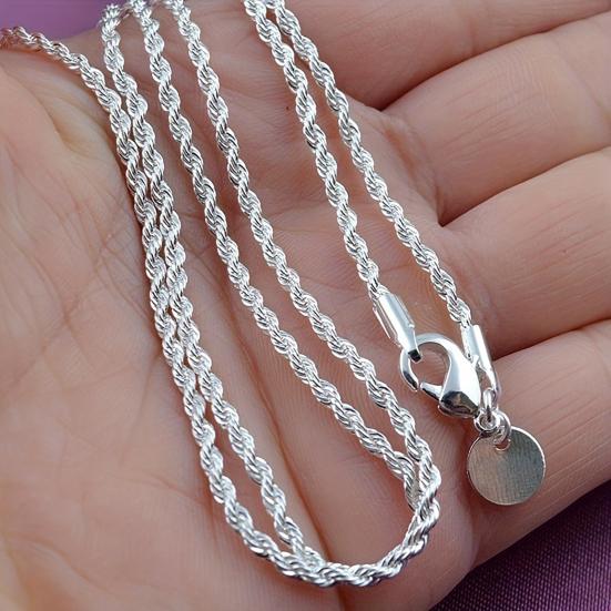 Twist Chain Necklace for Men Women Thin Metal Chain Choker Silver Shiny