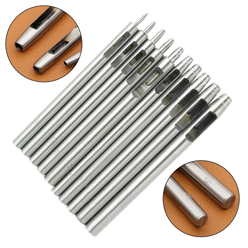 10Pcs Leather Hole Punching Tools Hollow Round Hole Puncher Clothing Sewing Leathercraft Handmade Belt 0.5-5 Mm Hole Puncher
