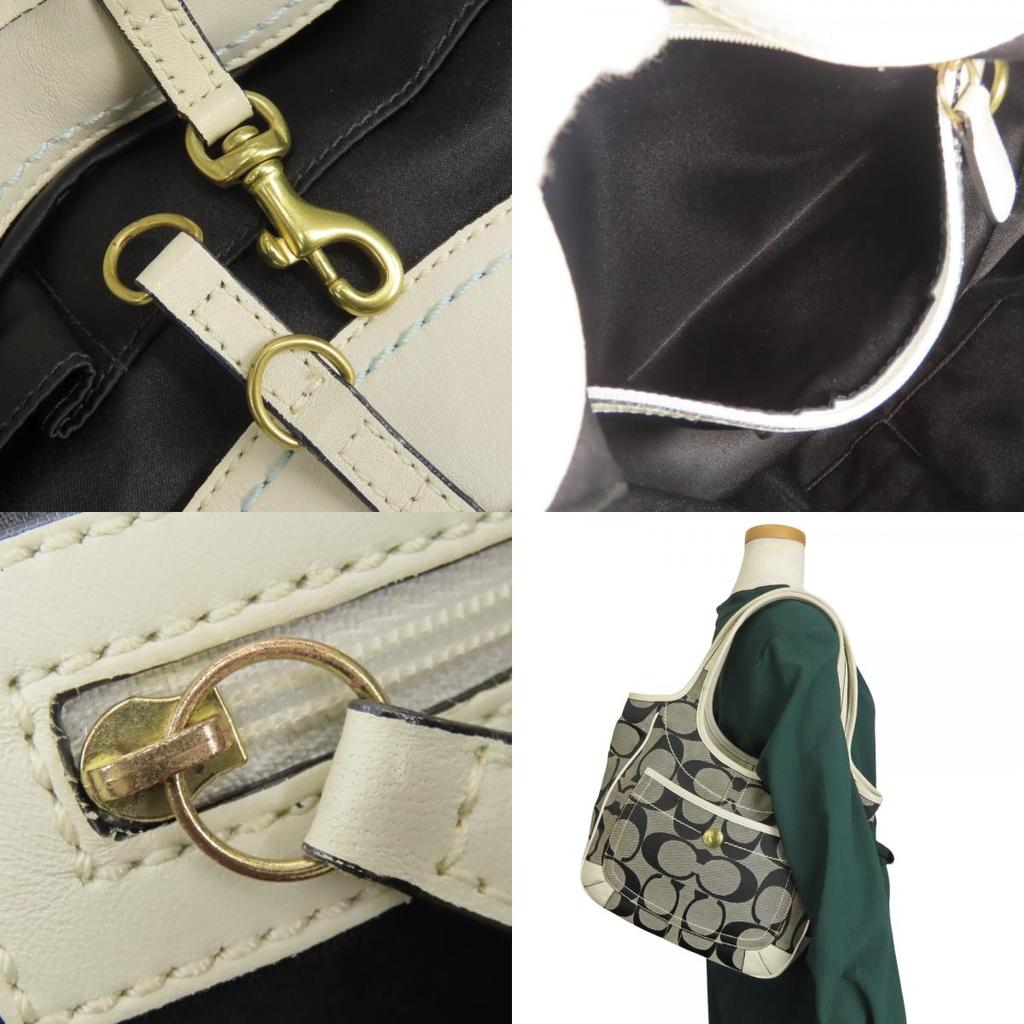 Used COACH Tote Bag 10766 Signature Canvas/leather Gray White