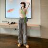 2022 Autumn Fashion Loose Casual Trousers Vintage Streetwear Retro Overalls Wide Leg Cargo Women Pants Womens Trousers Low Waist