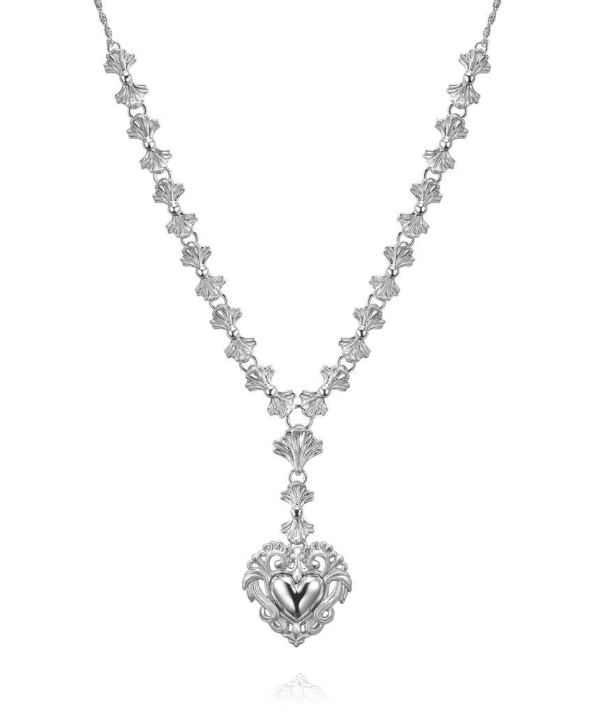 Trencadism Art Nouveau Heart Necklace Silver 925 Necklace Ann18Hty