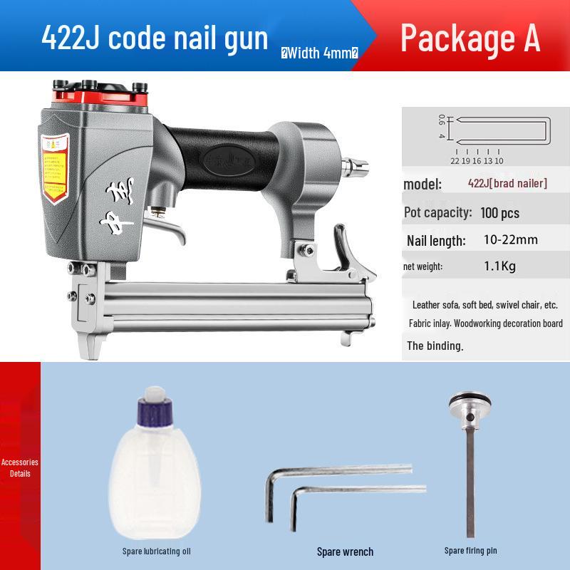 Zhongjie Pneumatic Brad Nailer - No Jam Woodworking Nail & Staple Gun