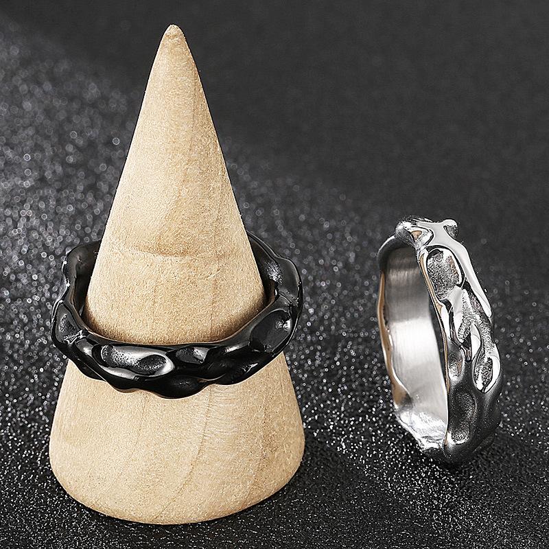 Ring, European and American Creative Personality Irregular Wave Men's Titanium Steel Ring