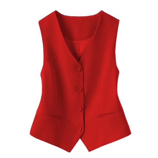 Damen Ärmellose Anzugweste Slim Fit Einreiher Businessweste V-Ausschnitt Elegante Weste Offen vorne Arbeitsblazer mit Taschen