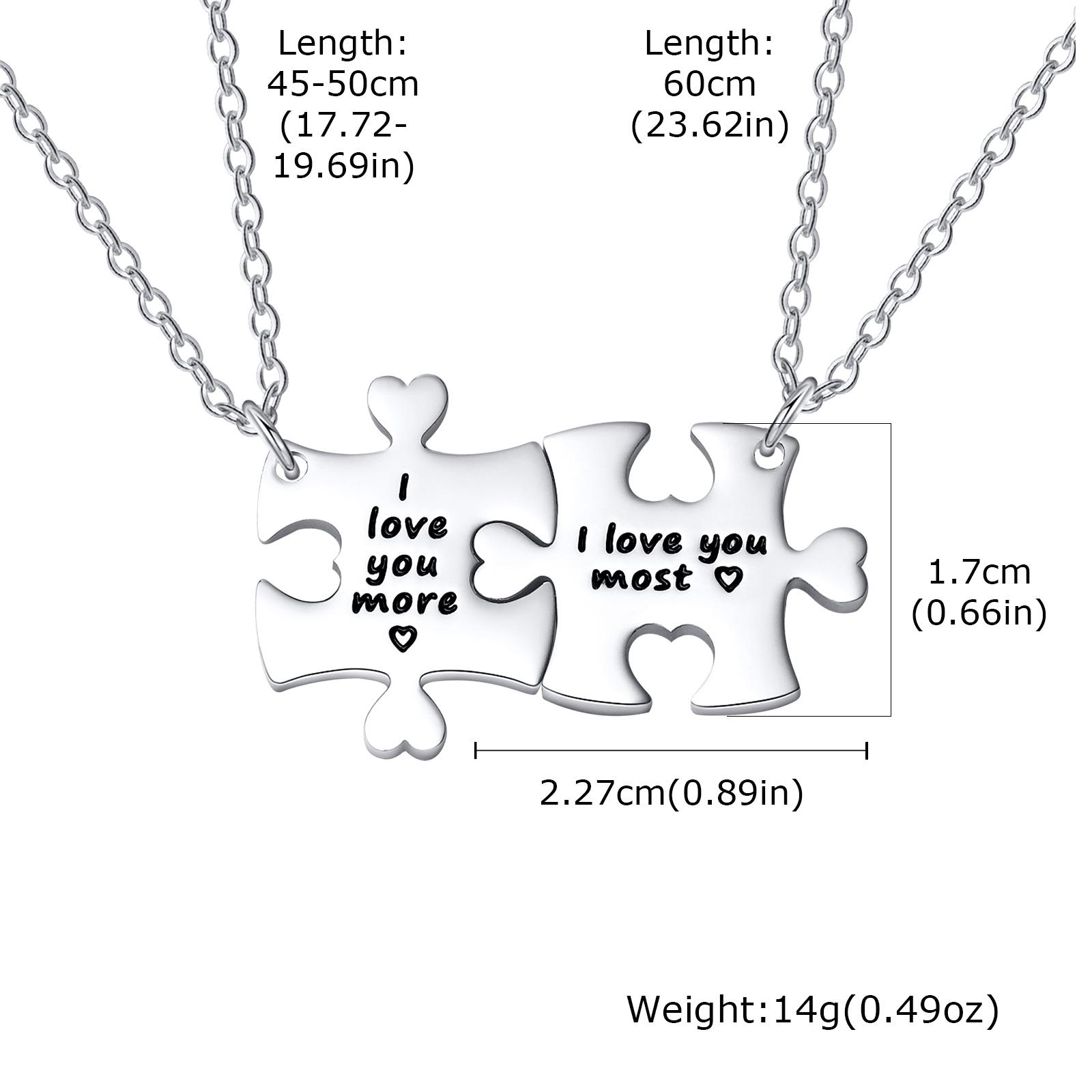 

Puzzle Necklace Stainless Steel Corrosion Smeared Oil English Heart-shaped Puzzle Necklace for Women Couple Valentine s Day Gift