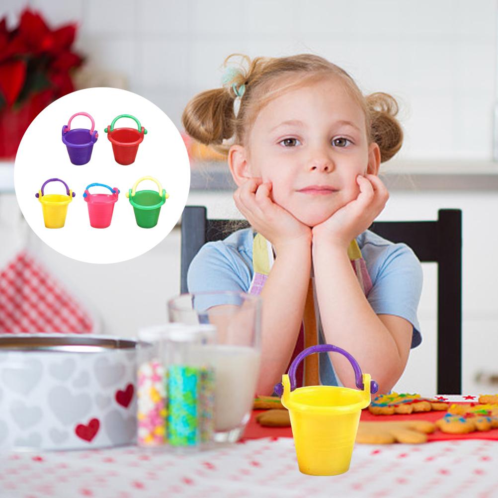 10 Pcs Mini Buckets Crafts Sand Toys Beach Plastic Miniature Pail Small House Decoration