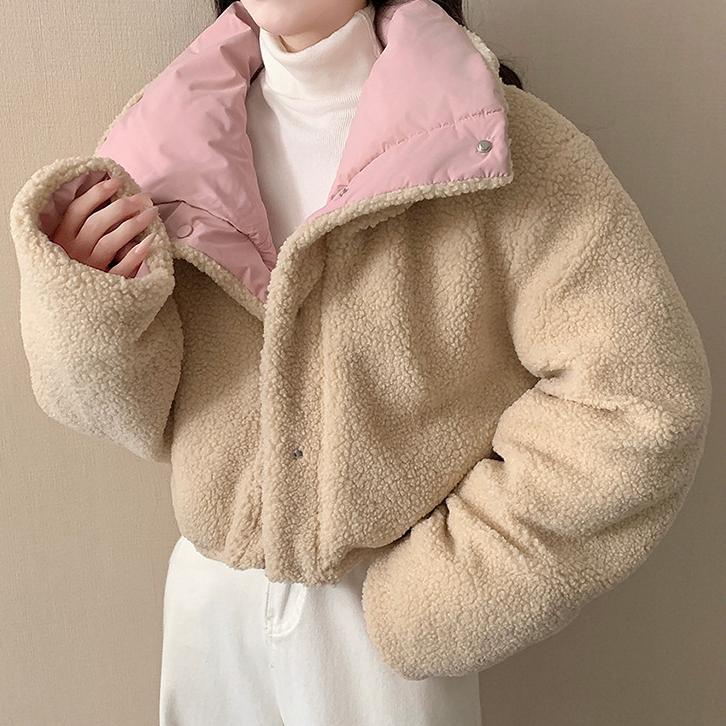 Winter Women's Cotton Coat Tops Jacket Versatile Skinny Long Sleeve Lapel Short Warm Thickened Vintage Comfortable Versatile