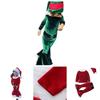 Festive Christmas Kids Girls Plush Flared Pants Suit With Santa Hat Tree Hat