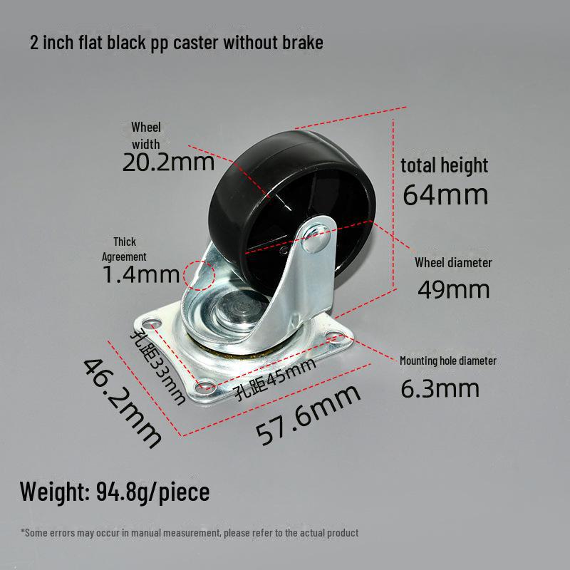 Roată filetată din PP de 1,5 inch pentru mobilier, pentru măsuță de cafea, canapea sau dulap