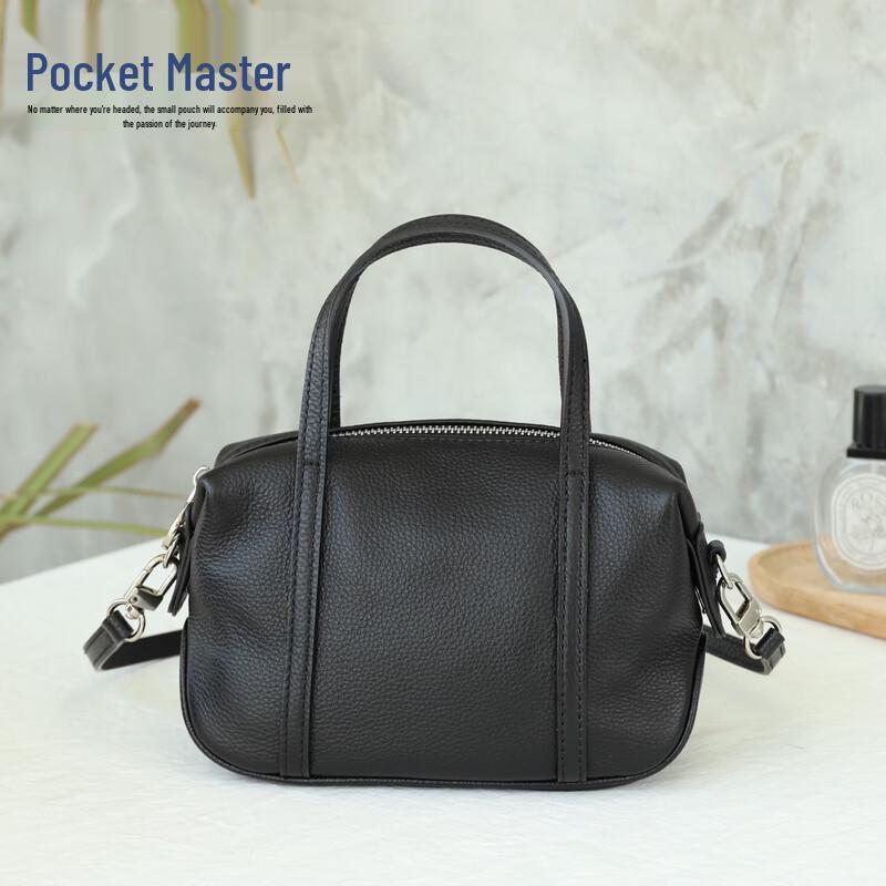 Douxiaozhu New Women's Premium Genuine Leather Boston Pillow Bag