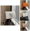 Street Style Womens Small Pu Square Shoulder Bag With Silver Letter Decorated Checkered Texture