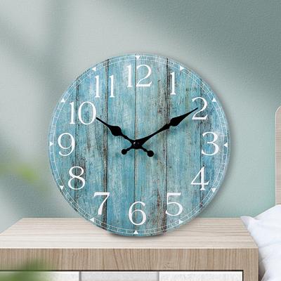 Wall Clock Kit Wooden Hanging Clock 10inch Silent Non-Ticking Clock Decor Retro Round Battery Operated Hanging Clock For Home