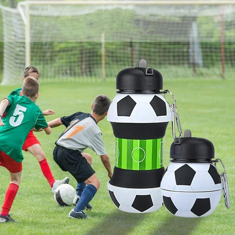 Sport Faltbare Wasserflasche Fußball Basketball Tennis Auslaufsicher Tragbar Silikongel Kessel Reise Büro Schule Kinder Wasserflasche