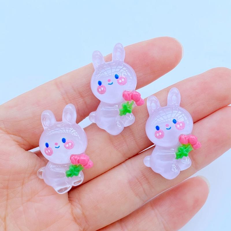 10Pcs New Cute Mini Cartoon Rabbit Series Flat Back Resin Cabochons Scrapbooking DIY Jewelry Craft Decoration Accessorie