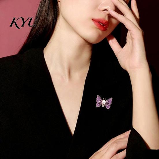 Metal Butterfly Brooch Faux Pearl Rhinestone Brooch, Dainty Decorative Badge Fashion Accessories Pin, Sweater Cardigan Coat Dress Jewelry Anti-rust