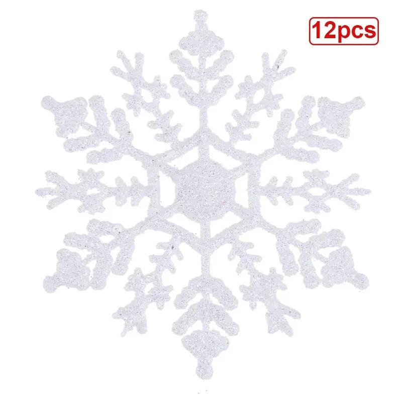 

24/12pcs Christmas Snowflake Ornaments Set Glitter Snowflake Xmas Tree Hanging Pendants Window Decor New Year Party Decoration 12pcs белый