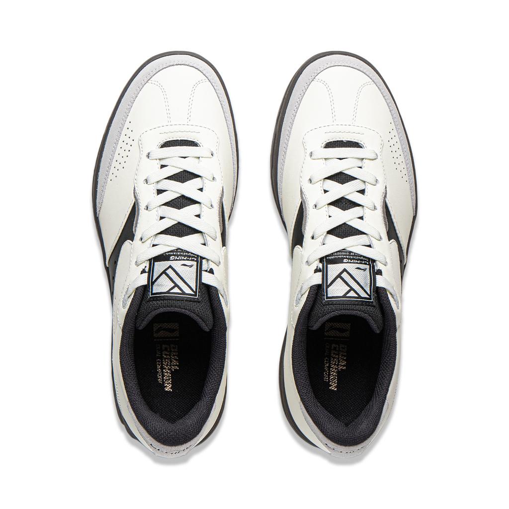 Li Ning Hedge Slip Resistant Cushioning Breathable Height Increasing Low top Skateboard Shoes Unisex White Black AGCW031-4