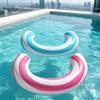 C-Shaped Floatage Striped Inflatable Hoop Bi-Color Water Lounger