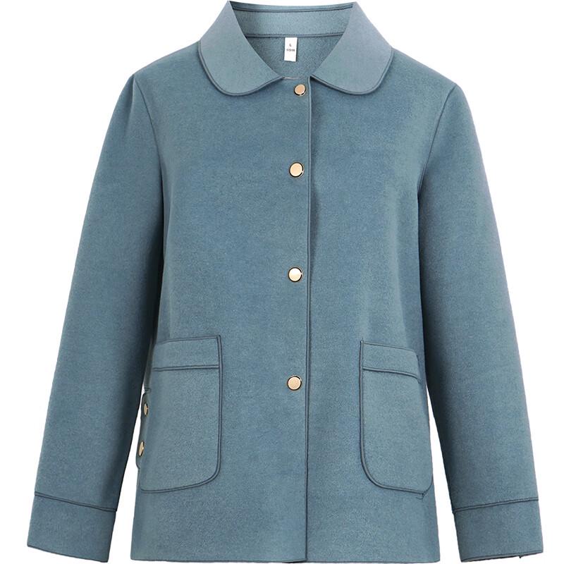 Xuexi Jesienny Krótki Płaszcz Dwustronny z Mieszanki Wełny dla Kobiet w Średnim Wieku