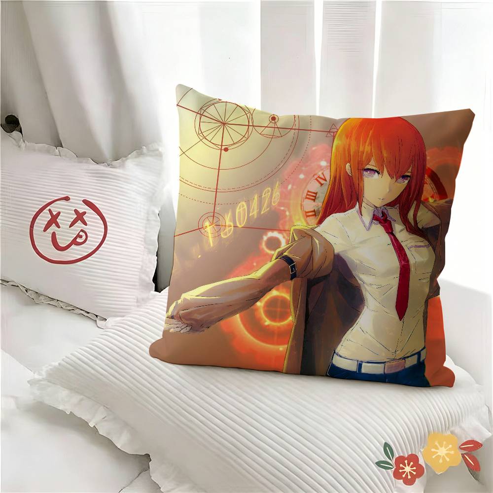 pc Anime Steins Gate Pillow Case Fashion Square Pillowcase Bedroom Sofa Room Ins Decoration Leisure