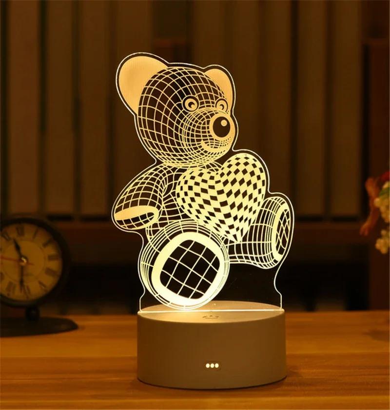 Heart Love Acrylic 3D Night Light USB DIY Kids Bedroom Night Lamp for Valentine's Day Decor Christmas Wedding Cute Gifts 2023