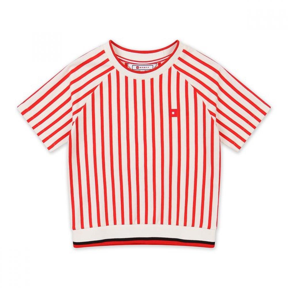 Onoff Women S ShorT Sleeve STripe T ShirT Of9412la Red RED/34