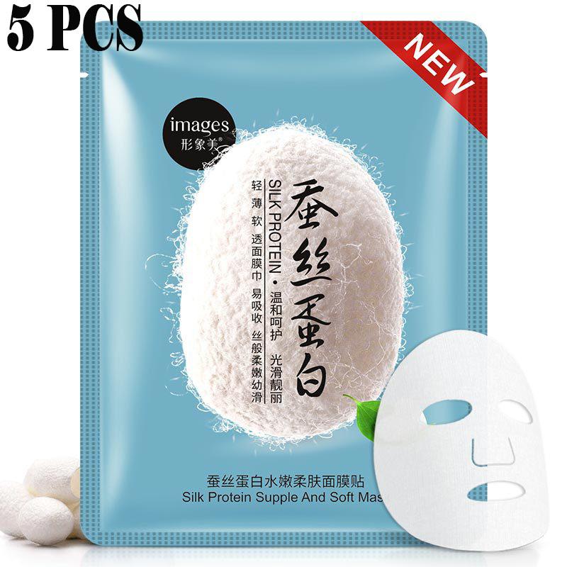 

Омолаживающая маска для лица с протеином шелка, глубоко увлажняющая, контролирующая жирность кожи, сужающая поры, средства по уходу за кожей для мужчин и женщин 5pcs синий
