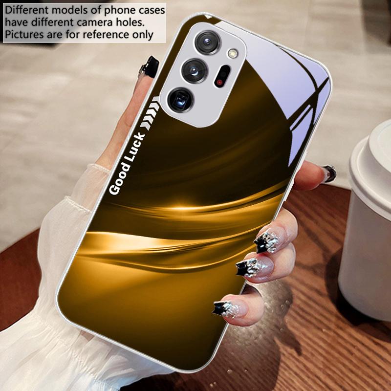 Glücklicher Farbverlauf Wellenmuster Für Samsung Galaxy Note 8 9 10 PRO 20 Ultra A01 02 03 Core 04E 4G 12 13 5G Gehärtetes Glas Handyhülle