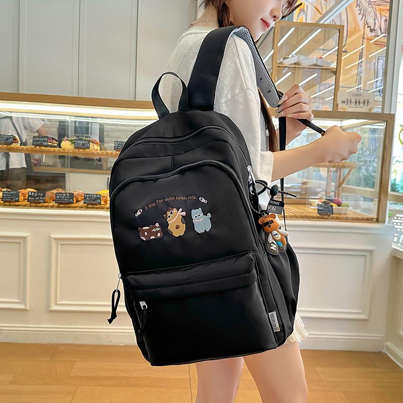 Animal Embroidery Campus Student Schoolbag Women's Lightweight Large Capacity Backpack